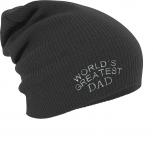 Longbeanie Slouch-Beanie Mütze Worlds greatest Dad 54518 grau