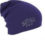Longbeanie Slouch-Beanie Mütze Worlds greatest Dad 54518 lila