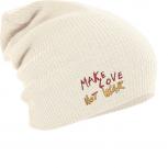 Longbeanie Slouch-Beanie Mütze make love not war 54524 natur