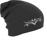 Longbeanie Slouch-Beanie Tattoo Tribal 54532 grau