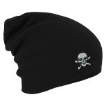 Longbeanie Slouch-Beanie Mütze Totenkopf 54544 schwarz