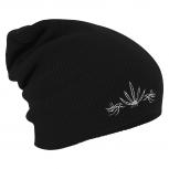 Longbeanie Slouch-Beanie Mütze Hanfblatt 54545 schwarz