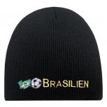 Beanie Mütze BRASILIEN FUSSBALL 54581 schwarz