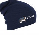 Longbeanie Slouch-Beanie Estland Fussball 54585 Navy