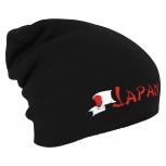 Longbeanie Slouch-Beanie Mütze Japan mit Fahne 54591 schwarz