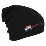 Longbeanie Slouch-Beanie Mütze Kroatien mit Fahne 54592 schwarz