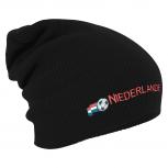 Longbeanie Slouch-Beanie Mütze Niederlande mit Fahne 54593 schwarz