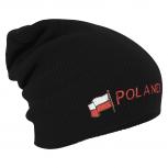 Longbeanie Slouch-Beanie Mütze Polen mit Fahne 54596 schwarz