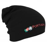 Longbeanie Slouch-Beanie Mütze Portugal mit Fahne 54597 schwarz