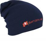 Longbeanie Slouch-Beanie Mütze Schweiz mit Fahne 54599