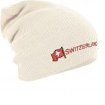 Longbeanie Slouch-Beanie Mütze Schweiz mit Fahne 54599