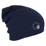 Longbeanie Slouch-Beanie Wintermütze Stickmotiv Edelweiß Kontur 54802 Navy