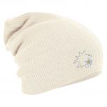 Longbeanie Slouch-Beanie Wintermütze Stickmotiv Edelweiß Kontur 54802 natur