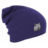 Longbeanie Slouch-Beanie Wintermütze Katze grau 54849 lila