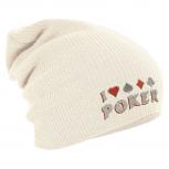 Longbeanie Slouch-Beanie Wintermütze I love Poker 54864 natur