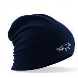 Longbeanie Slouch-Beanie Sommerbeanie mit Textildruck - SCHÄFERHUND - SB55065 blau