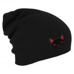 Longbeanie Slouch-Beanie Wintermütze Katze schwarz 55109 schwarz