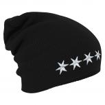 Longbeanie Slouch-Beanie Mütze 4 Sterne 55172 schwarz