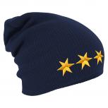 Longbeanie Slouch-Beanie Wintermütze drei goldene Sterne 55173 Navy