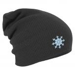 Longbeanie Slouch-Beanie Mütze Schneeflocke 55211 grau