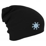 Longbeanie Slouch-Beanie Mütze Schneeflocke 55211 schwarz