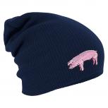 Longbeanie Slouch-Beanie Mütze Schwein 55312 Navy