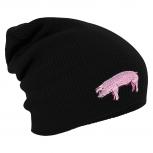 Longbeanie Slouch-Beanie Mütze Schwein 55312 schwarz