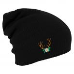 Longbeanie Slouch-Beanie Geweih Edelweiss 55332 schwarz