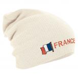 Longbeanie Slouch-Beanie Fahne Frankreich France 55416 natur