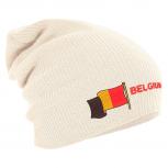 Longbeanie Slouch-Beanie Flagge Belgien 55429 natur