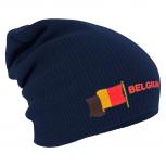 Longbeanie Slouch-Beanie Flagge Belgien 55429 Navy