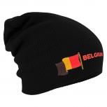 Longbeanie Slouch-Beanie Flagge Belgien 55429 schwarz