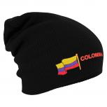 Longbeanie Slouch-Beanie Flagge Kolumbien 55436 schwarz