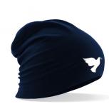 Longbeanie Slouch-Beanie Sommerbeanie - Friedenstaube Taube mit Lorbeerblatt - 55673 blau