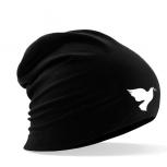 Longbeanie Slouch-Beanie Sommerbeanie - Friedenstaube Taube mit Lorbeerblatt - 55673 schwarz