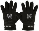 Handschuhe Fleece mit Einstickung Schmetterling Butterfly 56508-10 schwarz