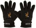 Handschuhe Fleece mit Einstickung Weißkopf Adler Greifvogel 56530 schwarz