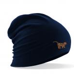 Longbeanie Slouch-Beanie Sommerbeanie mit Textildruck - KATZE CAT - SB55067 blau