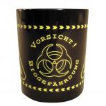 Tasse mit Print Biogefährdung Symbol schwarz 57008