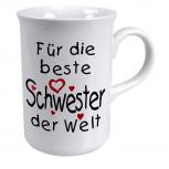 Tasse mit Print für die beste Schwester weiss 57418