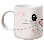 Tasse mit Print Katze Kätzchen Augenzwinkern 57614 weiss
