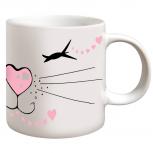 Tasse mit Print Katze Kätzchen Augenzwinkern 57614 weiss