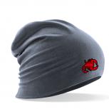 Longbeanie Slouch-Beanie Sommerbeanie mit Textildruck - ROTER HUMMER - SB55068 grau