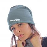 Longbeanie Slouch-Beanie Sommerbeanie mit Textildruck - ORGANISATION - SB55000 grau
