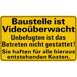 Hinweisschild - Baustelle ist Videoüberwacht - 308764 - Gr. 50 x 30 cm