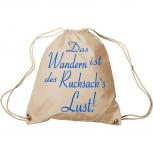 Trend-Bag mit Aufdruck - Das Wandern ist des Rucksack´s Lust - 65008 - Turnbeutel Sporttasche Rucksack