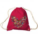 Trend-Bag Turnbeutel Sporttasche Rucksack mit Print -Blumen und Schmetterlinge - TB65321 rot