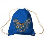 Trend-Bag Turnbeutel Sporttasche Rucksack mit Print -Blumen und Schmetterlinge - TB65321 Royal