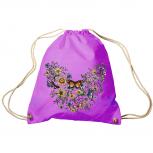 Trend-Bag Turnbeutel Sporttasche Rucksack mit Print -Blumen und Schmetterlinge - TB65321 lila