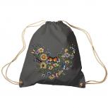 Trend-Bag Turnbeutel Sporttasche Rucksack mit Print -Blumen und Schmetterlinge - TB65321